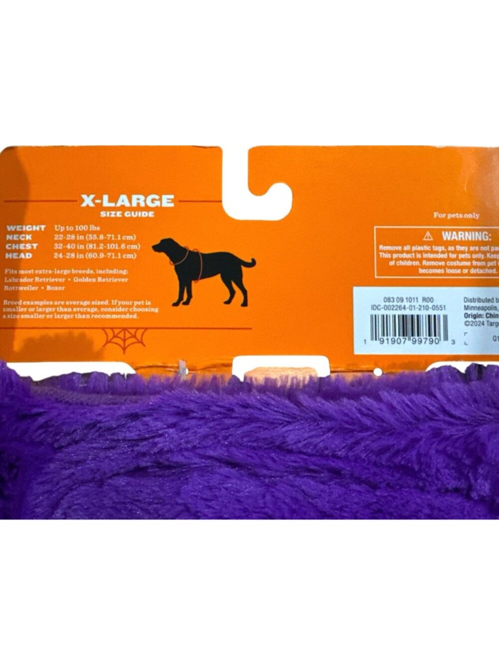 Hyde & Eek! Purple Gorilla Pet Costume XL With Hood & Toy - Picture 4 of 6
